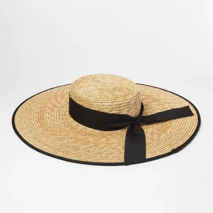 Chapeau de paille d'été français élégant pour femmes