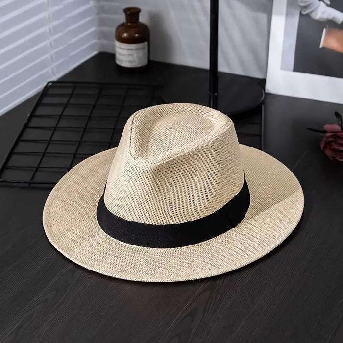 Chapeau de paille Panama unisexe style sport protection solaire plage et ville pour hommes et femmes