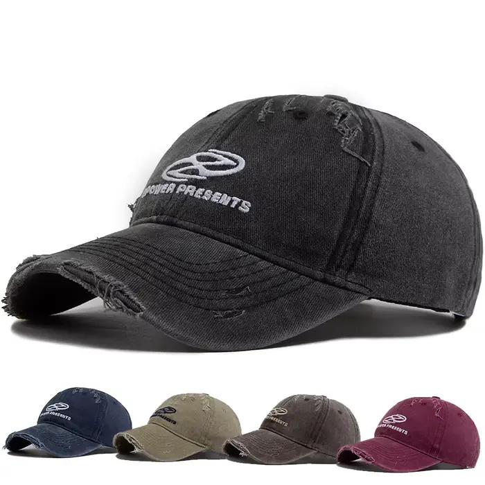 Casquette de baseball vintage en coton délavé brodé pour homme et femme