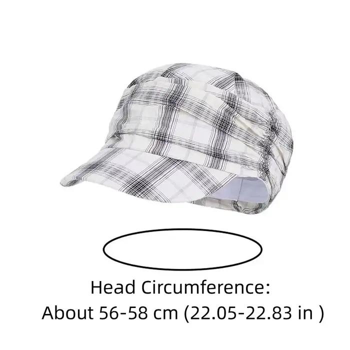 Chapeau d'équitation plissé à carreaux d'inspiration vintage, style japonais et britannique, casquette plate à visière, chapeau rétro polyvalent de protection solaire