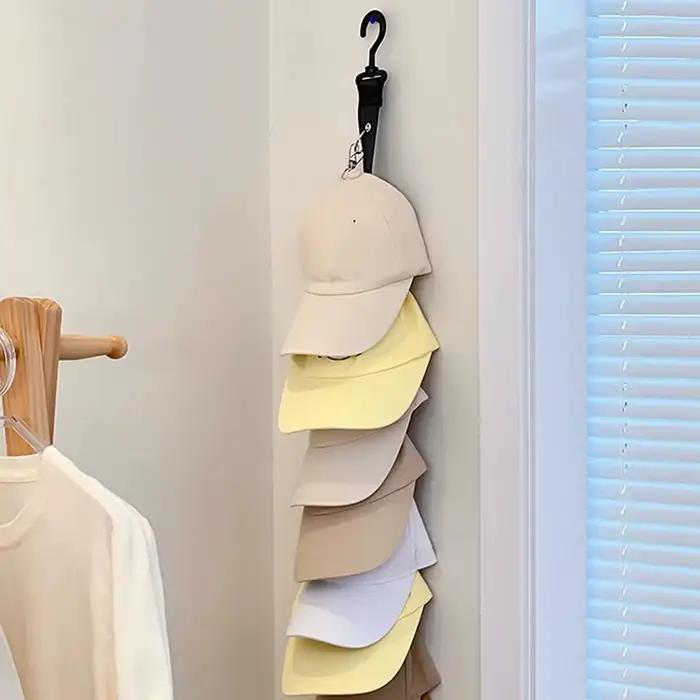Organisateur de rangement pour casquettes de baseball avec huit pinces