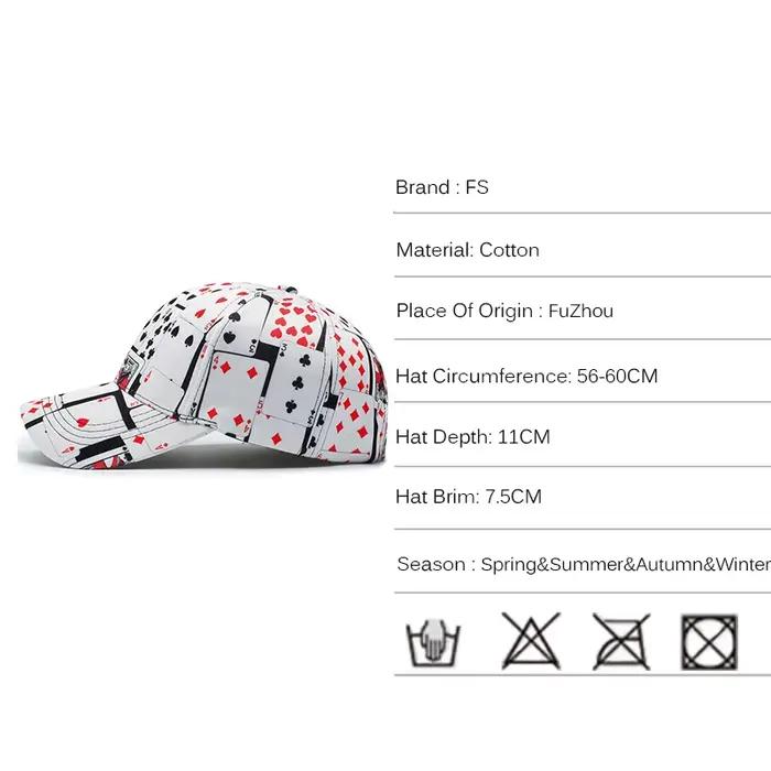 Casquette FS Brand Dad Hats Imprimées Style Hip-Hop Unisexuelle Coton Pour Femmes Hommes Saisons Décontractée Occasions Spéciales