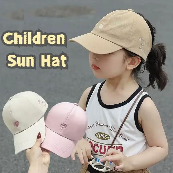 Casquette de baseball pour enfants en coton brodé motif cœur