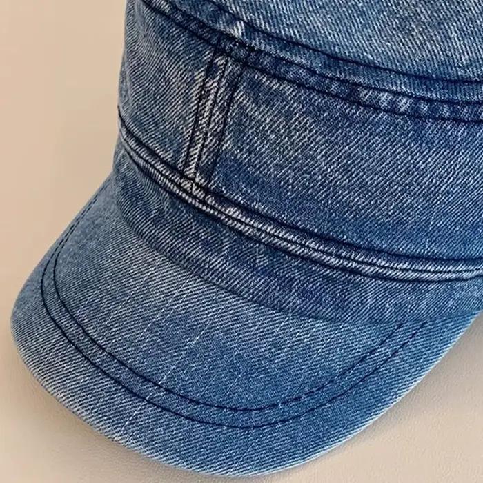 Casquette coréenne vintage en denim à visière plate