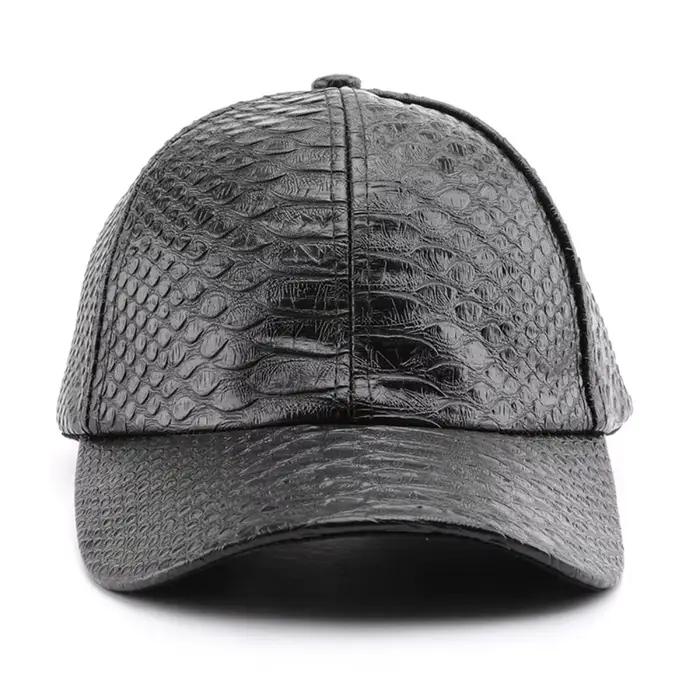 Casquette de baseball en cuir PU imitation crocodile style hip-hop urbain
