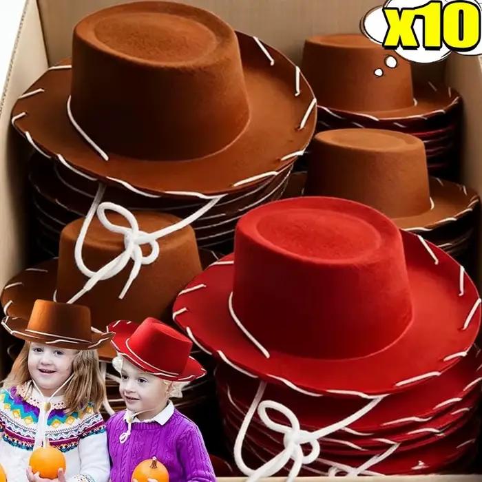Chapeau de cowboy en feutre marron-rouge
