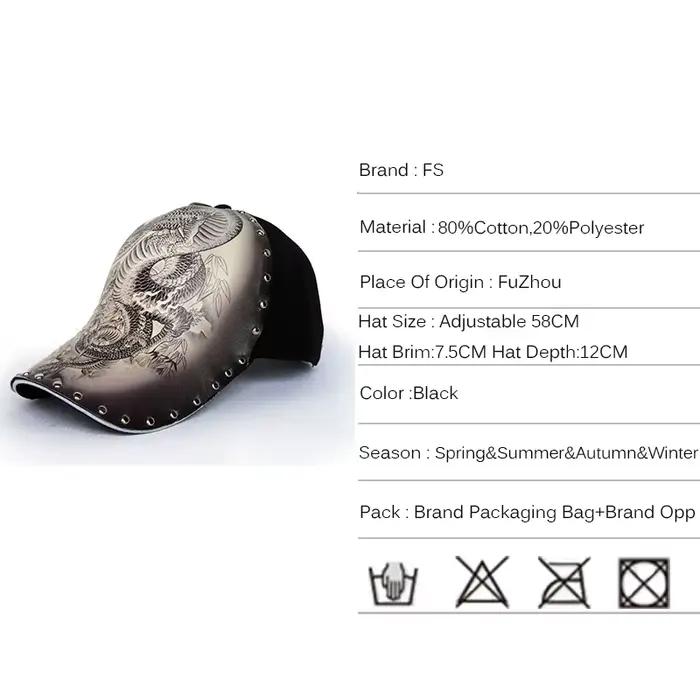 Casquettes de baseball FS Brand 3D Print Chinese Dragon pour hommes