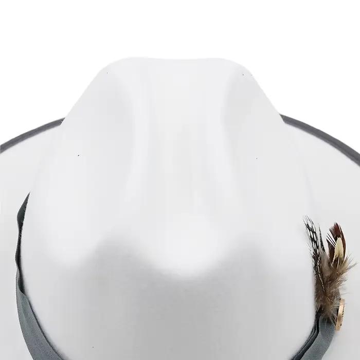 Chapeau Fedora blanc en fausse laine pour homme et femme