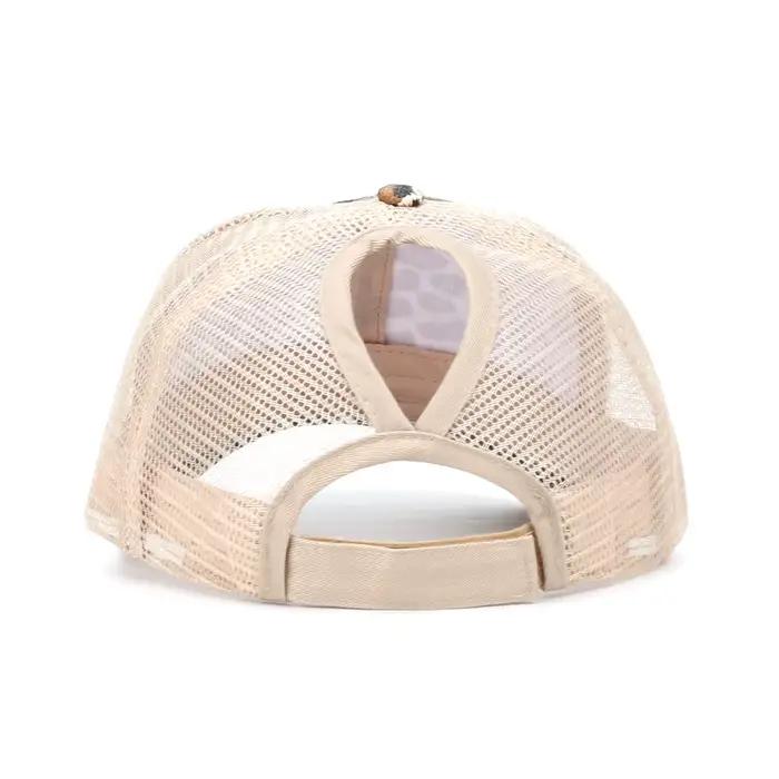 Nouvelle casquette de baseball européenne à imprimé léopard pour queue de cheval haute - Chapeau de soleil camouflage