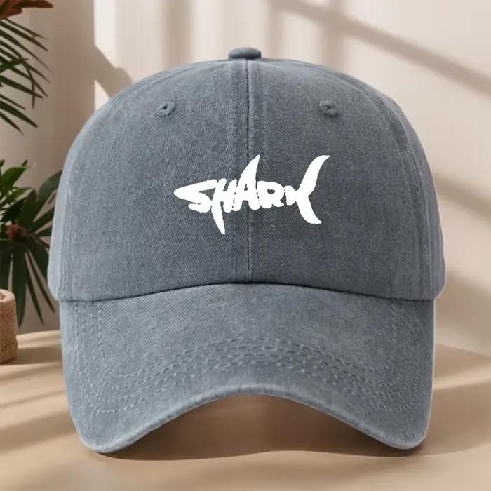 Casquette de baseball à motifs de requin pour hommes avec design rétro lavé adapté au camping en plein air et aux