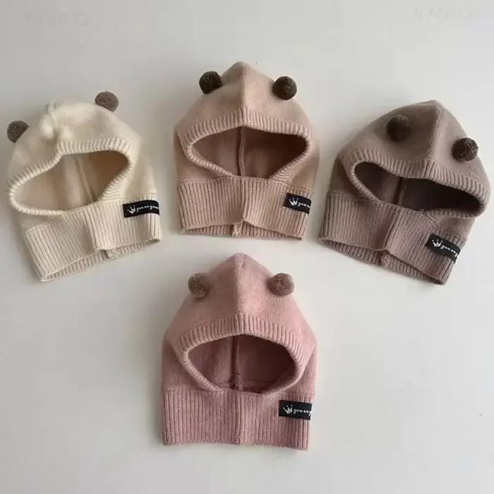 Chapeau bébé tout-en-un en laine tricotée pour filles et garçons, doux et chaleureux, idéal pour les sorties hivernales et les occasions spéciales