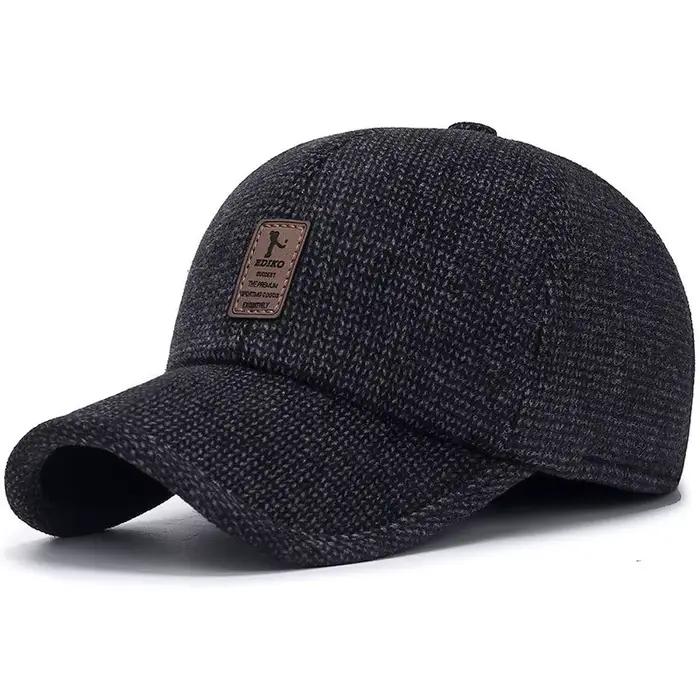 Casquette de baseball pour hommes en velours côtelé, style sport, visière ajustable, doublure chaude, taille unique, adapté aux activités extérieures en hiver