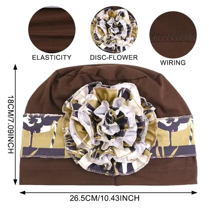 Chapeau Turban Élégant et Respirant à Motifs Floraux pour Femmes Musulmanes
