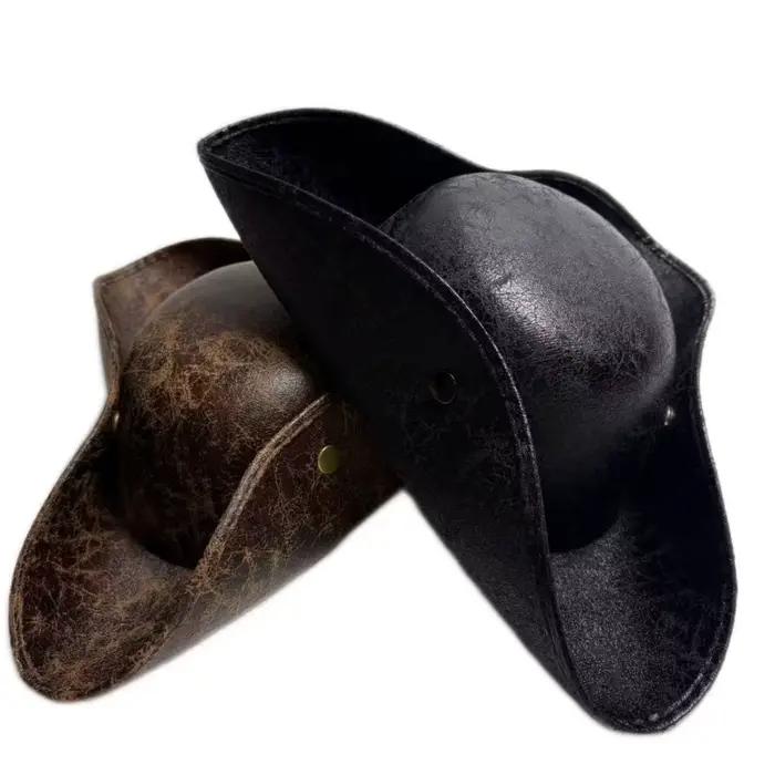 Chapeau de pirate en similicuir pour cosplay