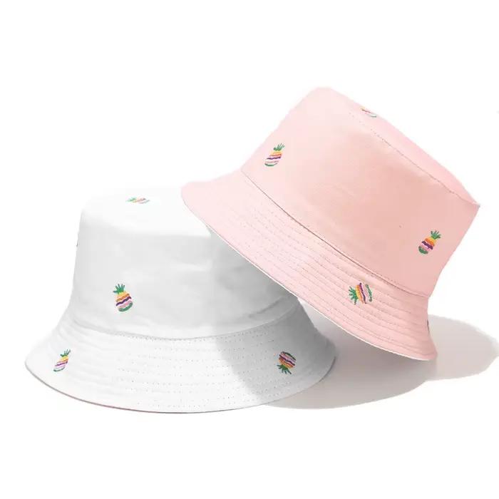 Chapeau de poisson en plein air chapeau de seau imprimé ananas fruits protection solaire style sport unisexe décontracté four seasons