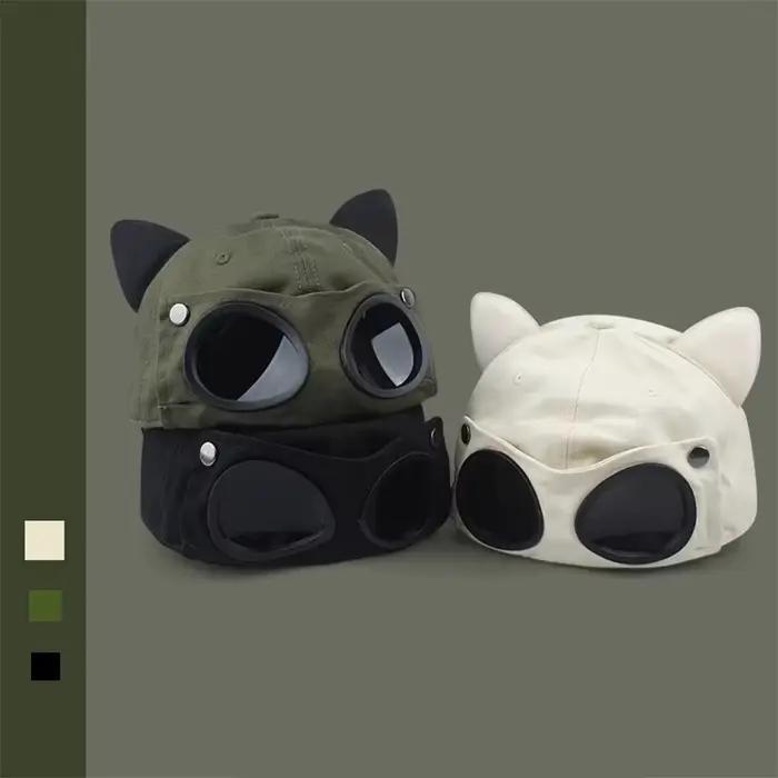 Casquette de baseball réversible style streetwear avec oreilles de chat mignonnes pour femme