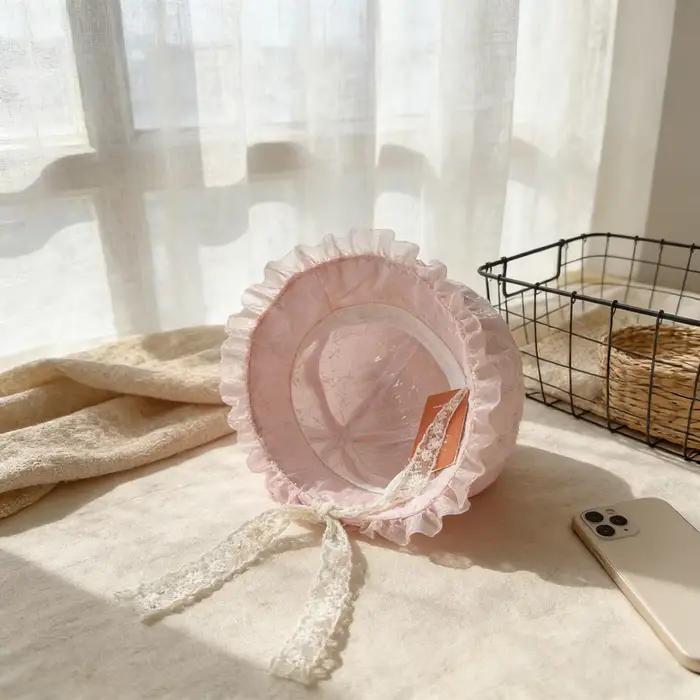 Chapeau de marin à volants en dentelle florale de style princesse française pour filles