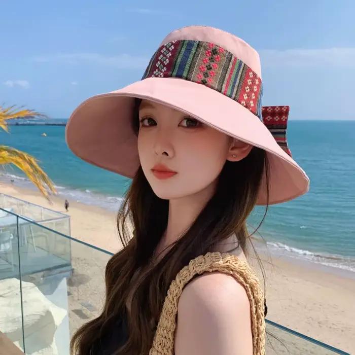 Chapeau de soleil rétro anti-UV pour femme