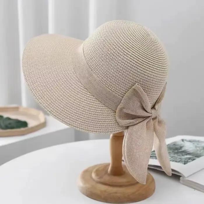 Chapeau de paille décontracté pour femmes ajustable pour été plage et promenade élégant pour vacances et activités extérieures