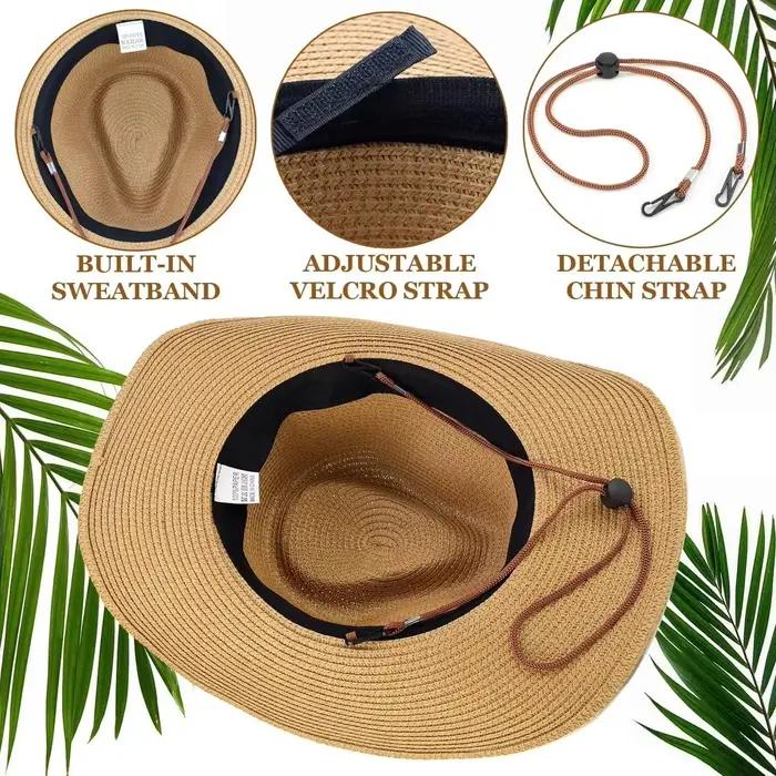 Chapeau de Soleil Pliable en Paille Hommes Femmes Style Sportif Protection Solaire Nouvelle Collection 2024 Plage Activités Extérieures