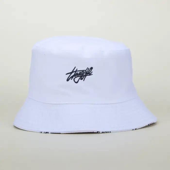 Nouvelle édition complète lettre brodée double face chapeau de pêcheur noir et blanc couple pot