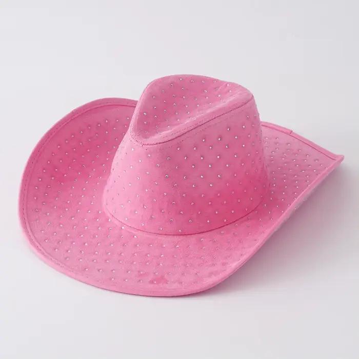 Chapeau de cowboy de couleur unie pour hommes et femmes avec de diamants complets de style Y2K