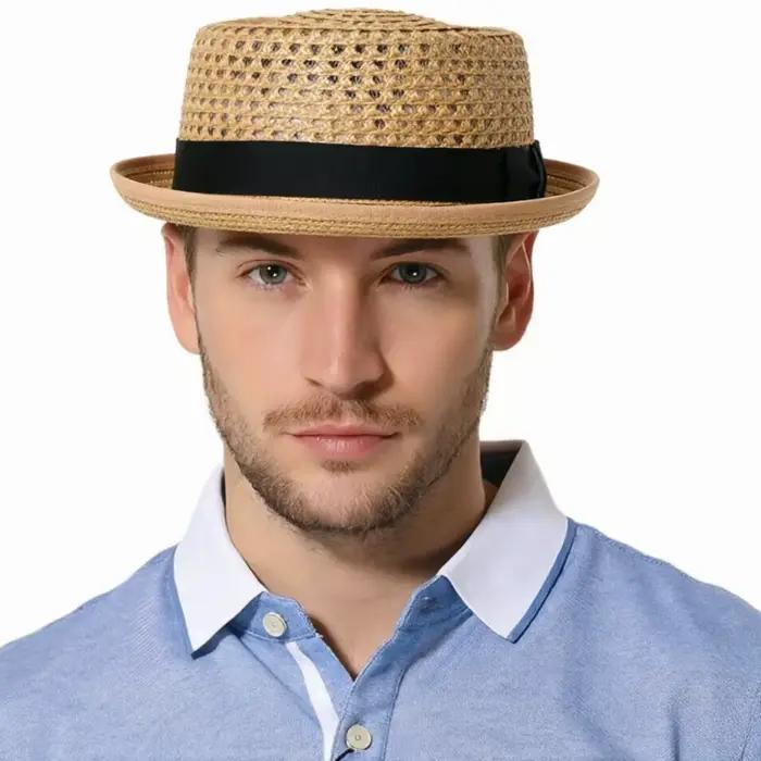 Chapeau d'été en paille unisexe léger et classique avec maille respirante pour homme