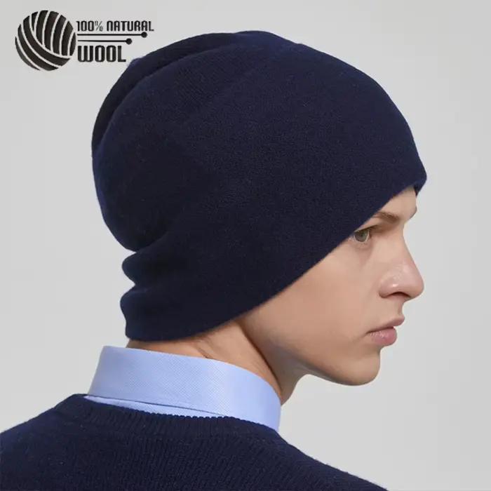 100% laine australienne hiver tricot Slouchy Beanie chapeau cachemire Skullies chapeaux pour hommes femmes casquettes