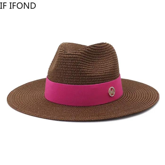 Chapeau de plage en paille de luxe pour femmes