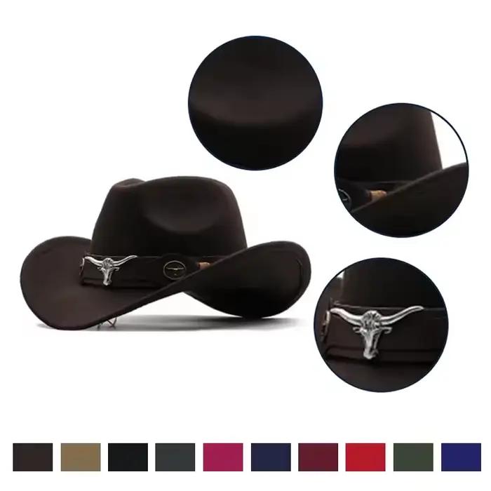 Chapeau de cowboy Mistdawn unisexe pour femmes et hommes avec ceinture en cuir de taureau style sport pour occasions festives et voyages