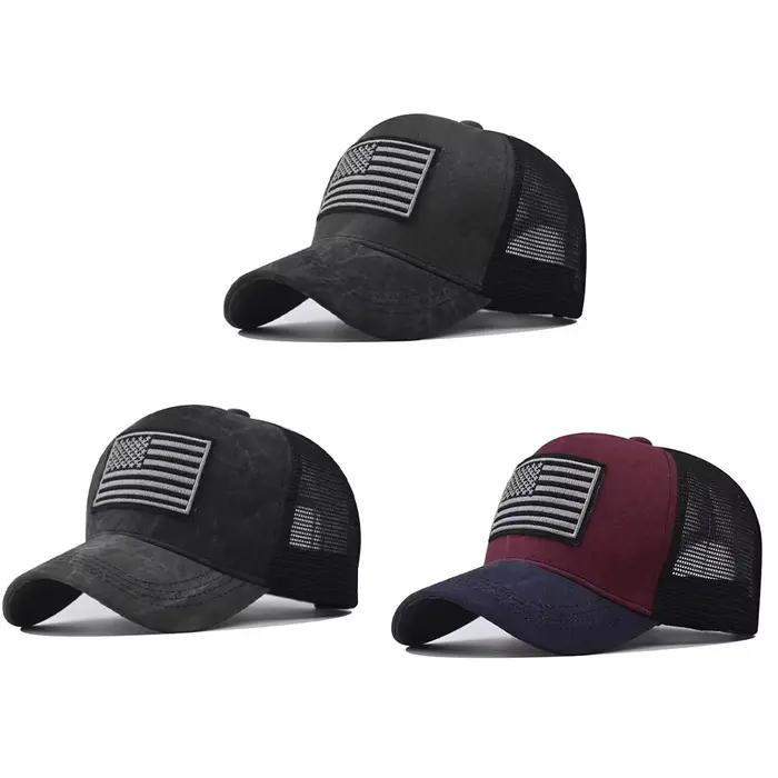 Casquette Snapback Drapeau USA Réglable en Maille Respirante