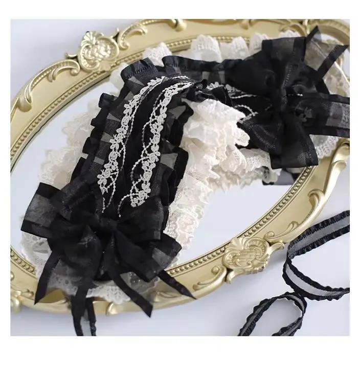 Harajuku Style femme de chambre bandeau noir et blanc élégant