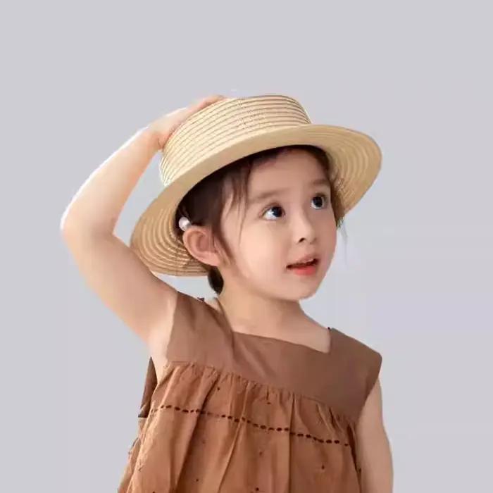 Chapeau Panama de paille pour enfants et adultes, style britannique, protection UV, chapeau de soleil pour enfants, occassions estivales, chapeau haut de forme pour familles, voyage en plein air