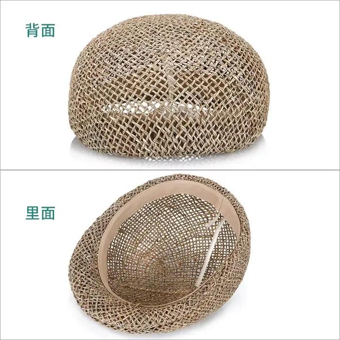 Bonne qualité chapeau De paille été creux Jazz Fedora chapeaux mode à la main herbe extérieur