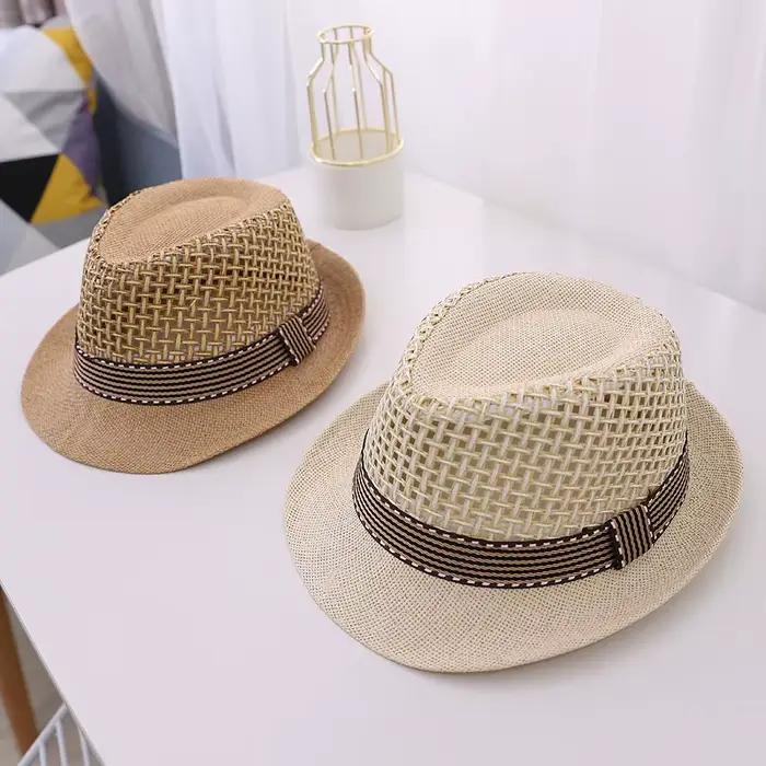 Chapeau de paille en maille respirante pour enfants