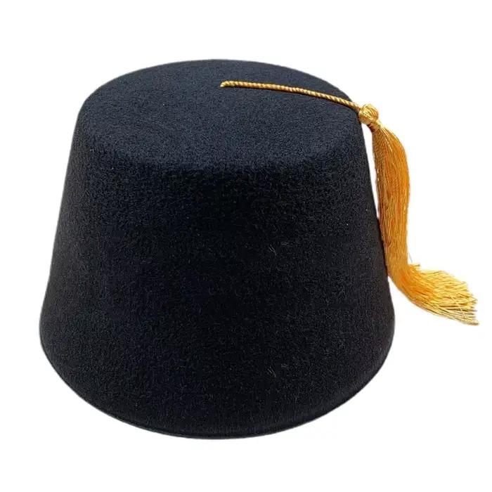 Chapeau Fez marocain rouge en polyester feutré pour homme style éthnique polyvalent toutes saisons occasions festives sorties en ville