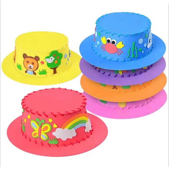 Chapeau EVA fait main pour enfants et adolescents couleurs multicolores jouet éducatif dessin animé occasionnellement adapté à partir de 14 ans