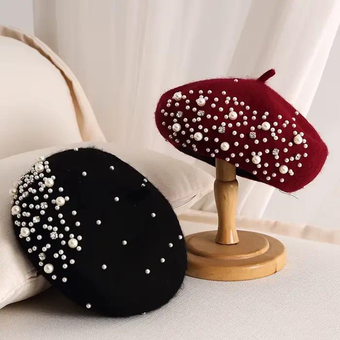 Béret de diamant d'eau de perles de tempérament pour femmes