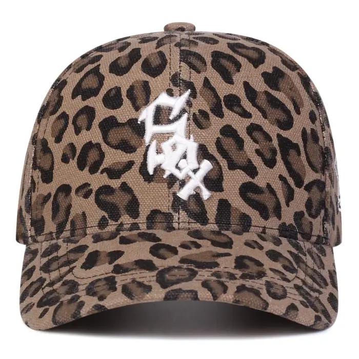 Casquettes de baseball unisexes avec broderie de lettres et imprimé léopard