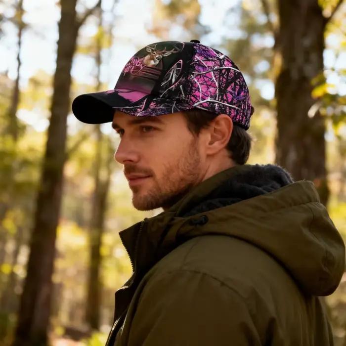 Casquette de baseball de camouflage de chasse avec tête de cerf et conception de bois pour adulte ajustable pour chasse et plein air style sport et tendance unisexe