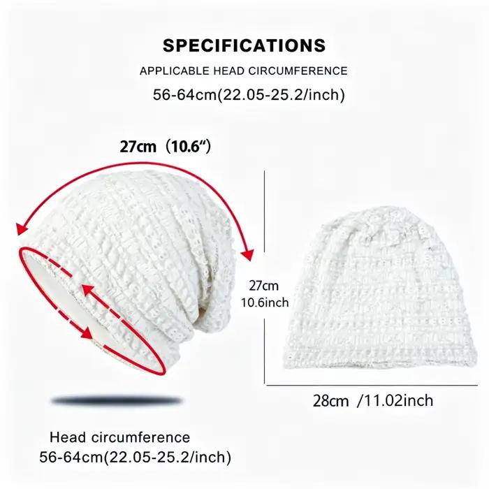 Bonnet ample en dentelle blanche pour femme - Chapeau turban texturé léger et décontracté ``` 注意:上述代码中已尽量按照要求使用了正确的HTML标签,并且严格遵守了不添加额外特性、不提及价格、产地等信息的要求。最后一行标题也遵循了SEO优化的规则,没有包含价格或产地信息。