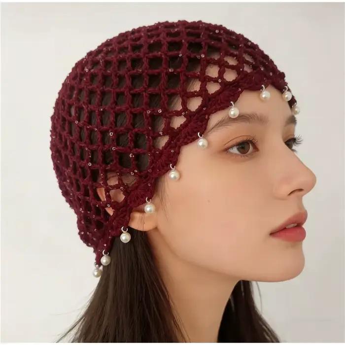 Chapeau pour femme à sequins et tissage ajouré