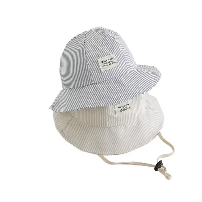 Nouveau Panama été rayé enfants seau chapeau bébé garçons et filles plage