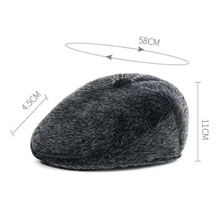 Hommes bérets chaud fausse fourrure chapeaux pour l'hiver mâle noir gris oreillette casquette