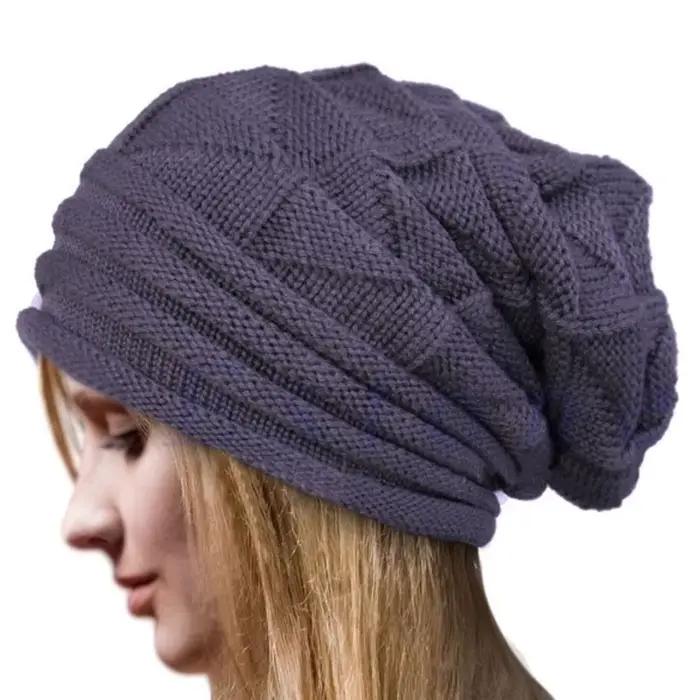 Bonnet Baggy tricoté surdimensionné chapeau d'hiver Ski casquette ample Skullies bonnets femmes hommes hiver laine