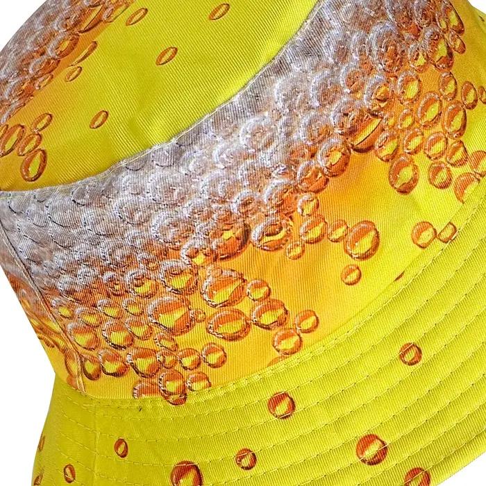 Chapeau seau à bulles de bière jaune, chapeau de soleil pour adultes, chapeau de peintre polyvalent, réversible et pliable, pour quatre saisons et occasions extérieures