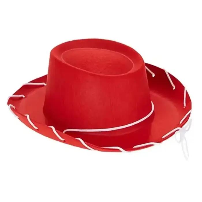 Chapeau de cowboy en feutre marron-rouge réglable