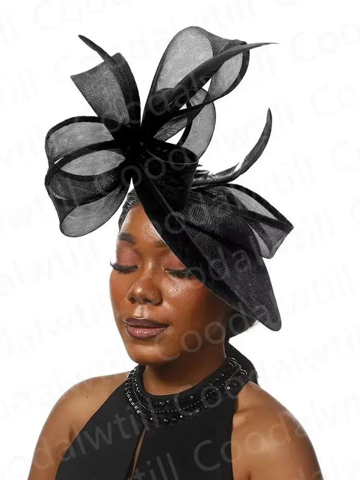Fascinateur de mariage élégant en polyester pour femmes, bandes audacieuses, style mode, occasions spéciales comme les mariages, cocktails, courses de derby