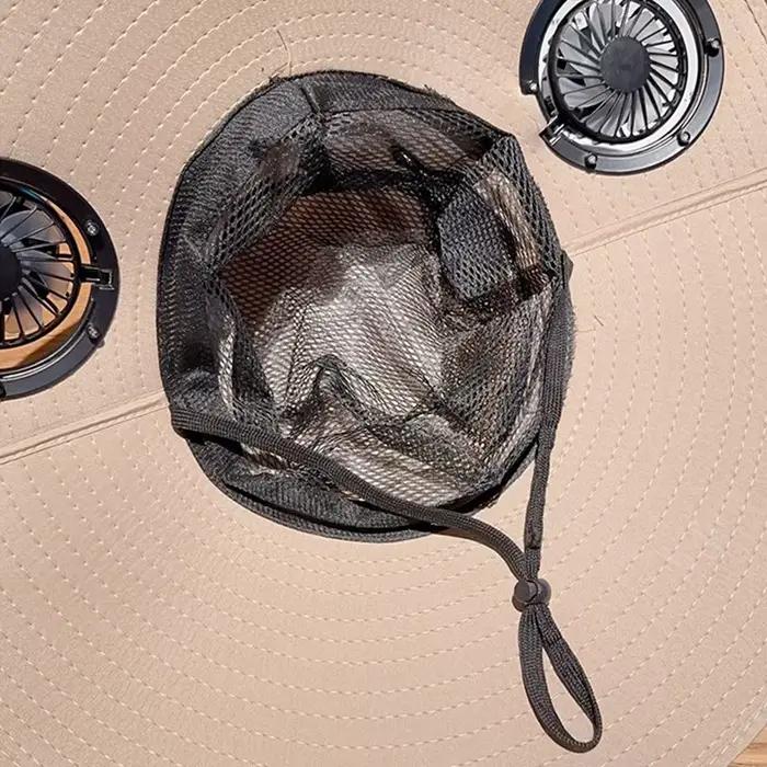 Chapeau solaire à ventilateur en polyester pour homme et femme protection UV résistant tout au long de l'année adapté aux activités extérieures