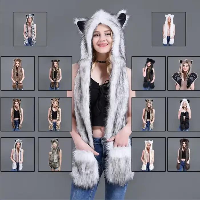 Chapeau à Capuche en Fausse Fourrure pour Homme et Femme